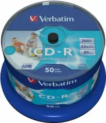 Matricas CD-R AZO Verbatim 700MB 1x- 52x Wide Printable non ID,50 Pack Spindle