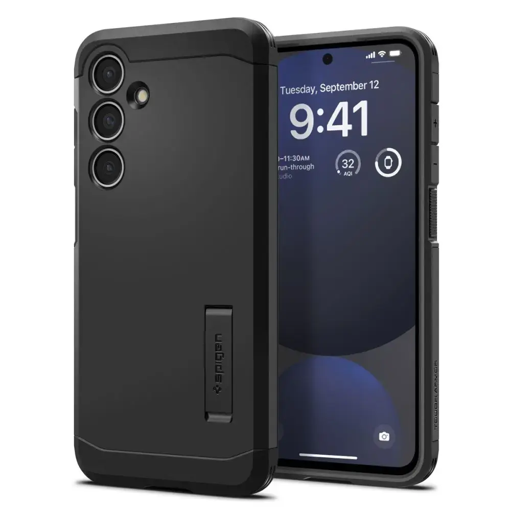 SPIGEN IZTURĪGS BRUŅU SARGS GALAXY S24 FE MELNS