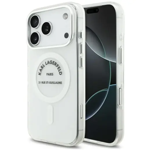 Karl Lagerfeld IML Karl RSG Logo MagSafe Case for iPhone 17 Pro Transparent
