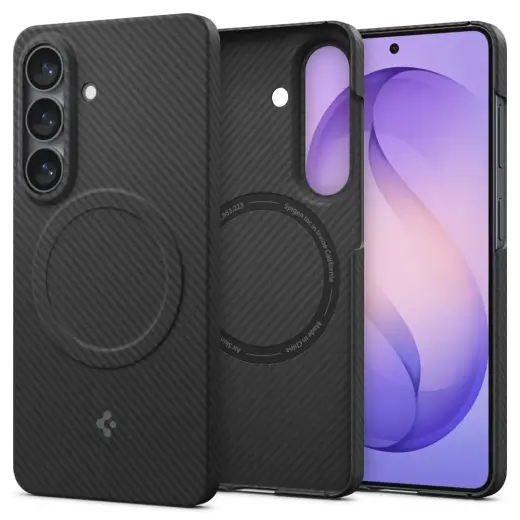 Spigen AirSkin Aramid Mag telefono dėklas su MagSafe palaikymu Samsung Galaxy S26 (S942) juodas
