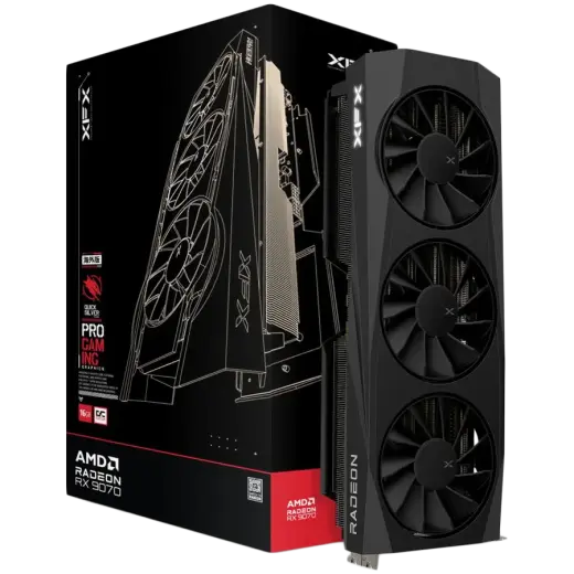 XFX Quicksilver AMD Radeon RX 9070 OC Gaming Edition with 16GB GDDR6 HDMI 3xDP, AMD RDNA 4