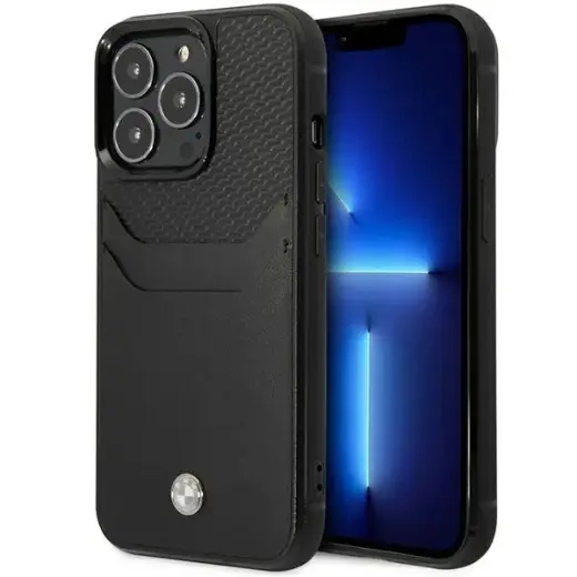 Etui BMW BMHCP14L22RSEPK iPhone 14 Pro 6,1" czarny|black Leather Card Slot