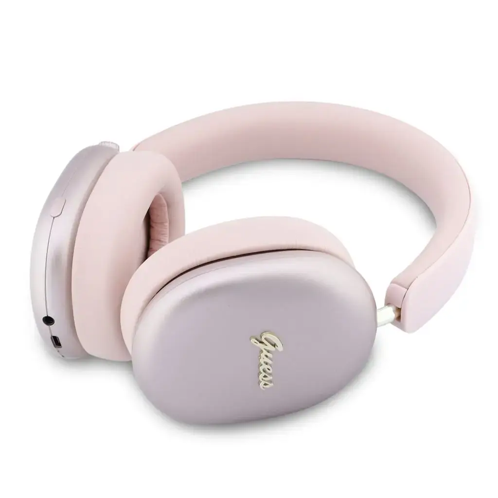 Guess Metallic Script Logo ENC Wireless Headphone Pink