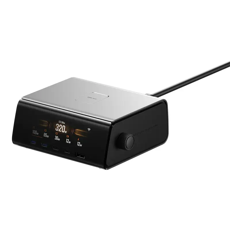 EcoFlow RAPID Pro tīkla lādētājs | 320W | GaN | ar LCD ekrānu | USB-C, USB-A