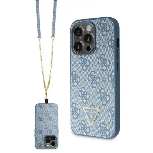Guess GUHCP15LP4TDSCPB iPhone 15 Pro 6.1" niebieski|blue hardcase Crossbody 4G Metal Logo