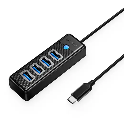 Orico PW4U-C3 USB-C | 4x USB-A 3.0 Hub - Black