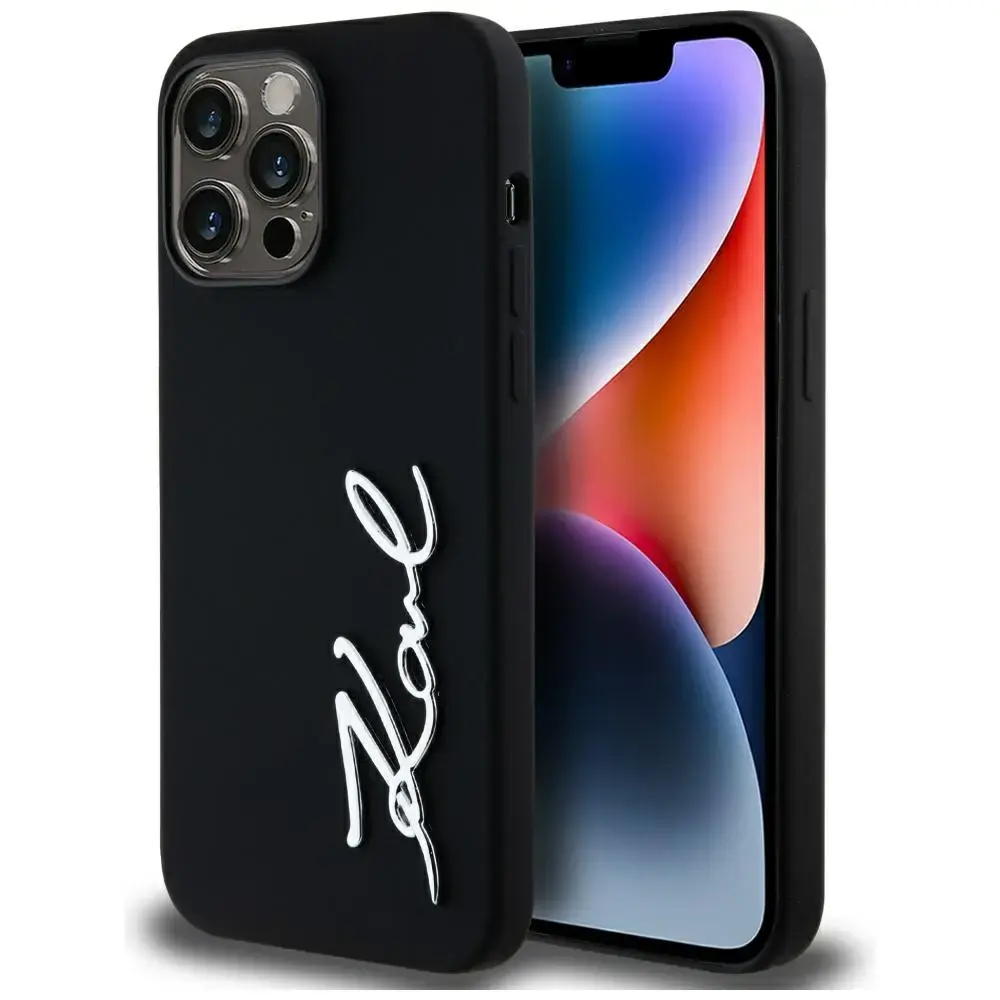 Etui Karl Lagerfeld Silicone Metal        Script Logo do iPhone 14 Pro Max czarny