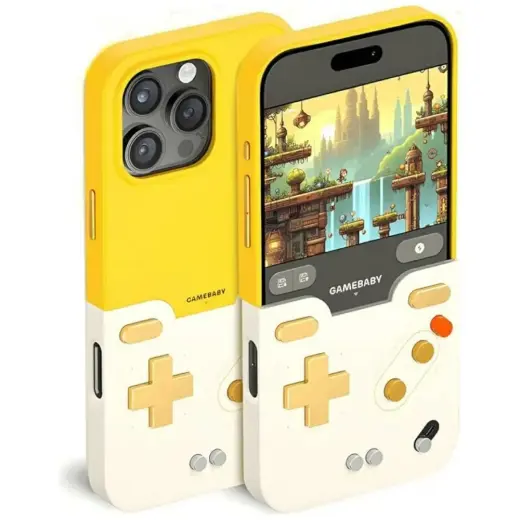 GAMEBABY phone case with controller for iPhone 16 Pro Max yellow