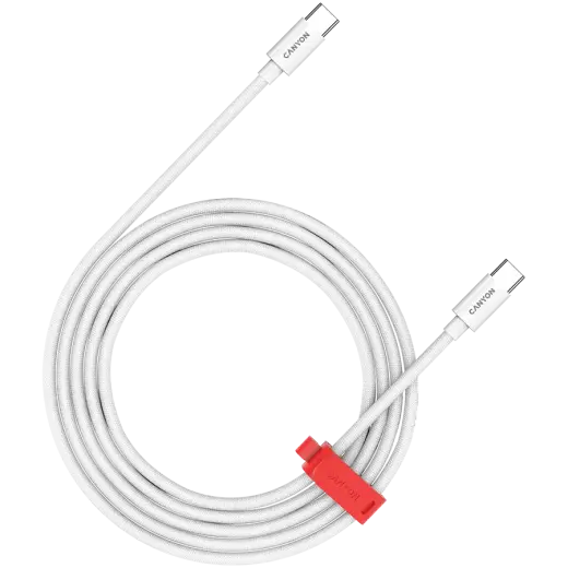 Canyon CC60AB datu pārraides un uzlādes vads | USB-C uz USB-C | 60W | 1.2m | balts