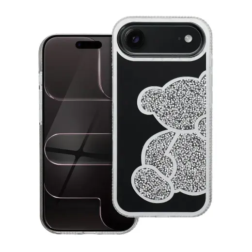 TEDDY BEAR telefono dėklas iPhone 17 Air sidabrinis