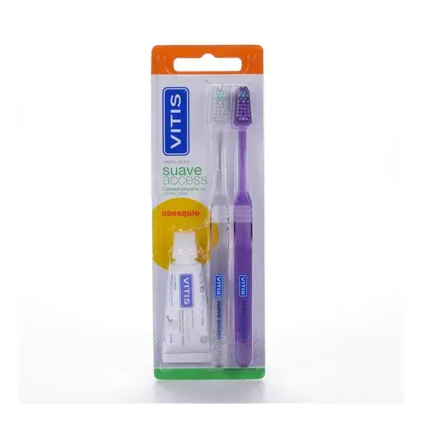 Vitis Double Set of Dental Access Soft Toothbrushes and Toothpaste
