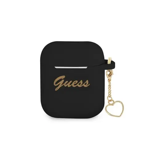 Guess case for Airpods | Airpods 2 GUA2LSCHSK black Silicone Heart Charm