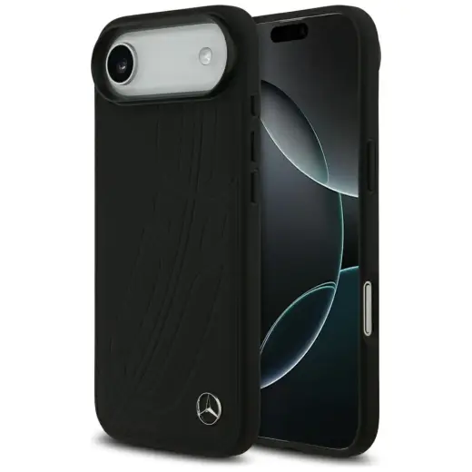 Mercedes Leather grāmatveida maciņš ar MagSafe atbalstu telefonam iPhone 17 Air melns