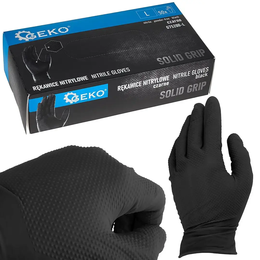 Nitriilkindad SOLID GRIP, 50 tk, suurus L, must