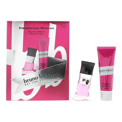 Set Bruno Banani: Dangerous Woman, Eau De Toilette, For Women, 30 ml + Dangerous Woman, Hydrating, Shower Gel, All Skin Types, 50 ml