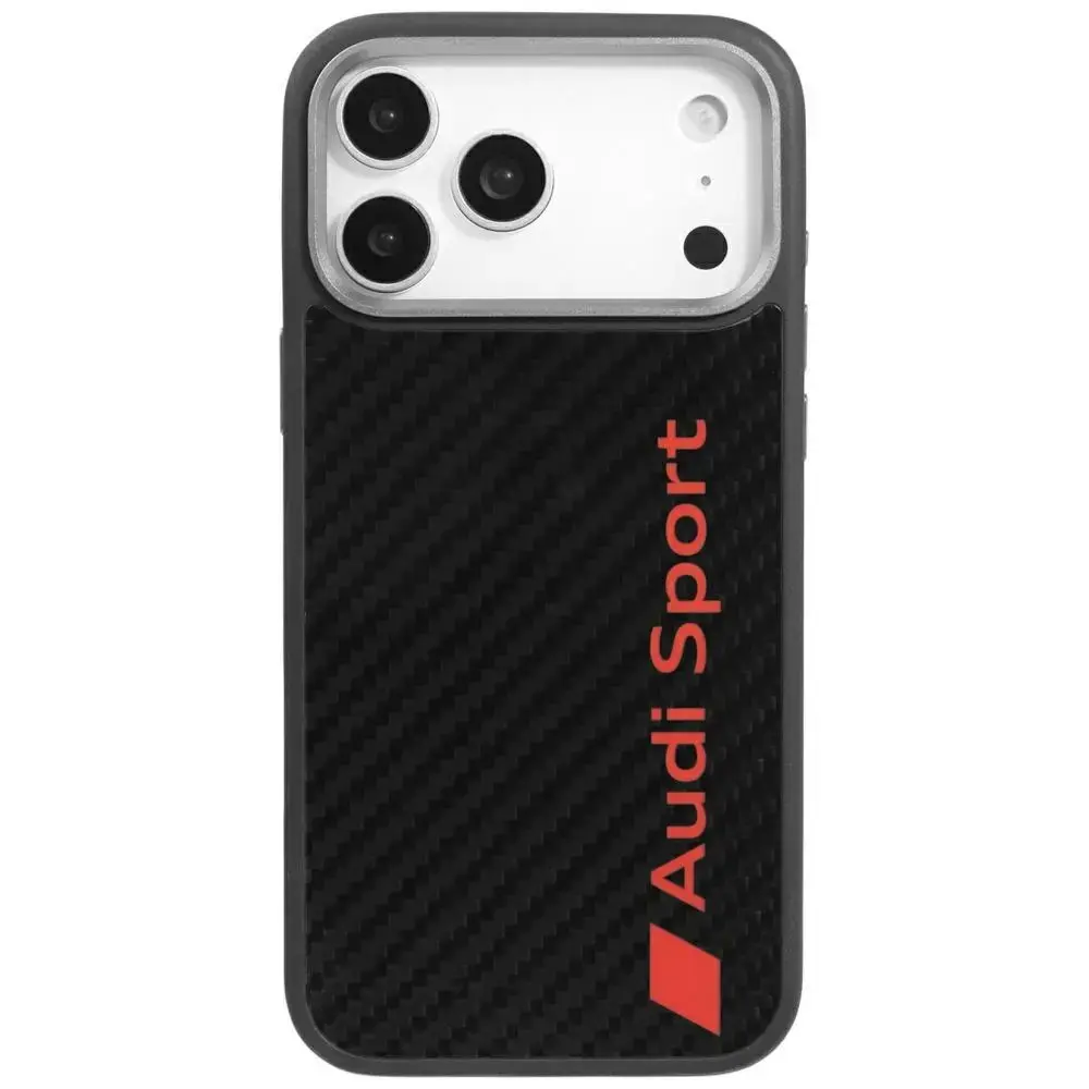 Audi R8 Carbon Fiber maciņš ar MagSafe atbalstu telefonam iPhone 17 Pro Max melns