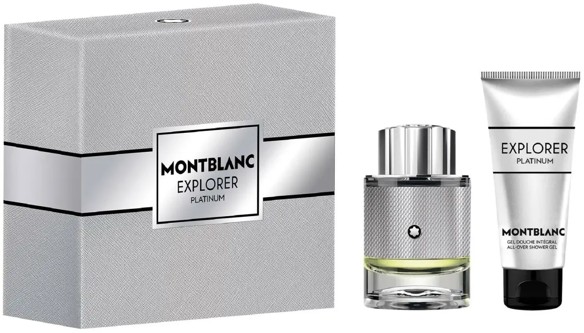 Set Montblanc: Explorer Platinum, Eau De Parfum, For Men, 100 ml + Explorer Platinum, Eau De Parfum, For Men, 7.5 ml + Explorer Platinum, Cleansing, Shower Gel, For All Skin Types, 100 ml