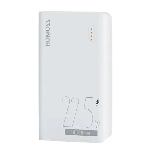 Romoss SENSE4SF ārējais akumulators (powerbank) | 10000 mAh | 22.5W | USB-C, Micro USB, Lightning, USB-A | balts