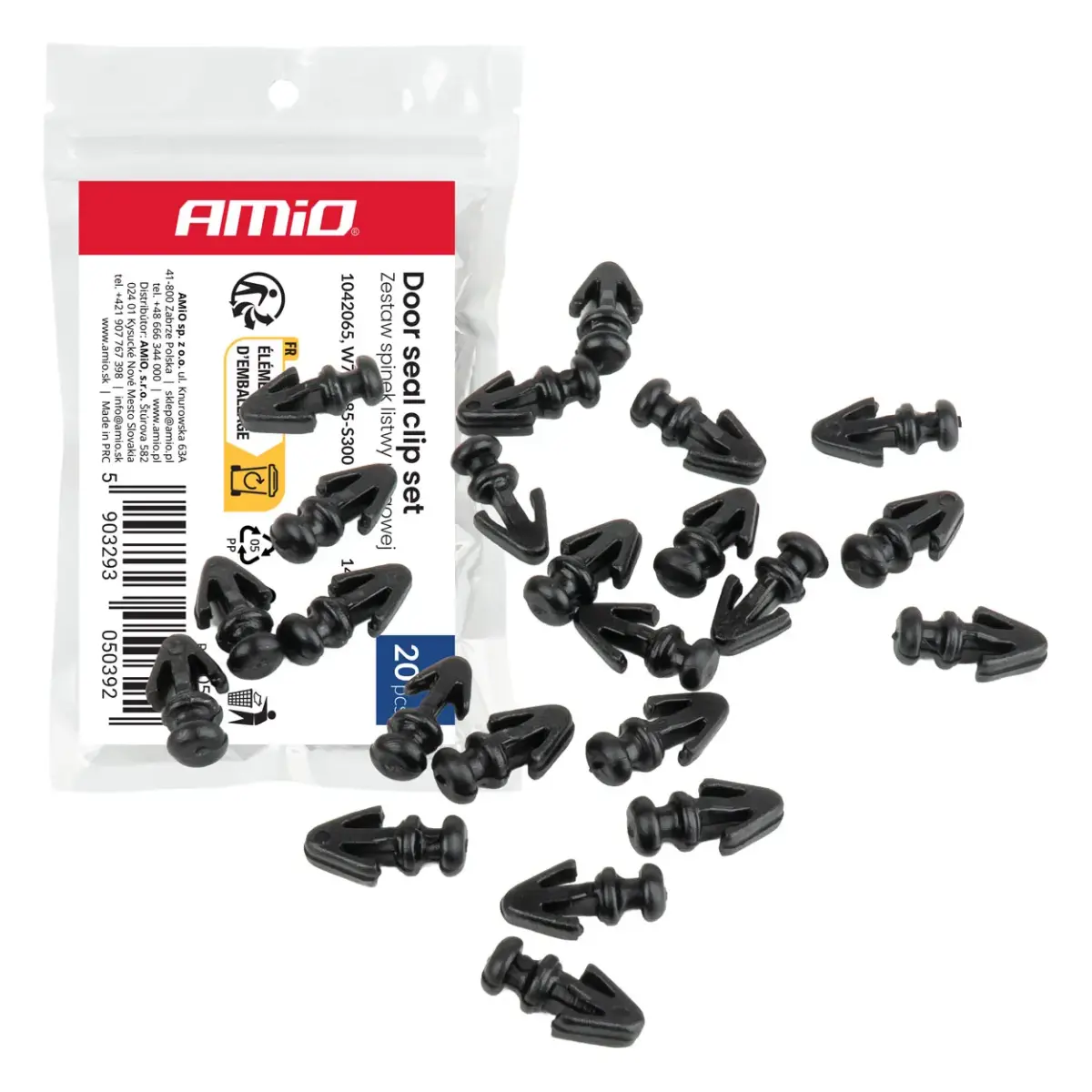 Sill trim clip set 14/8 mm, 20 pcs. AMIO-05039