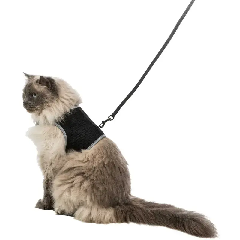 Krūšu siksna veste ar pavadu kaķiem - Trixie Soft harness with leash for cats, XL, 36–54 cm, 1.20 m