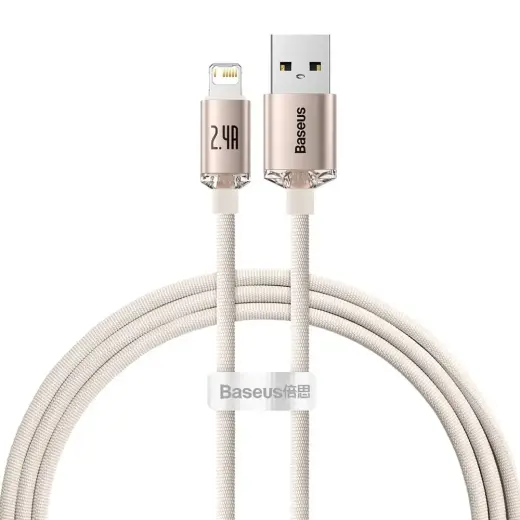 Baseus Crystal Shine datu pārraides un uzlādes vads | USB-A uz Lightning | 12W | 1.2m | rozā