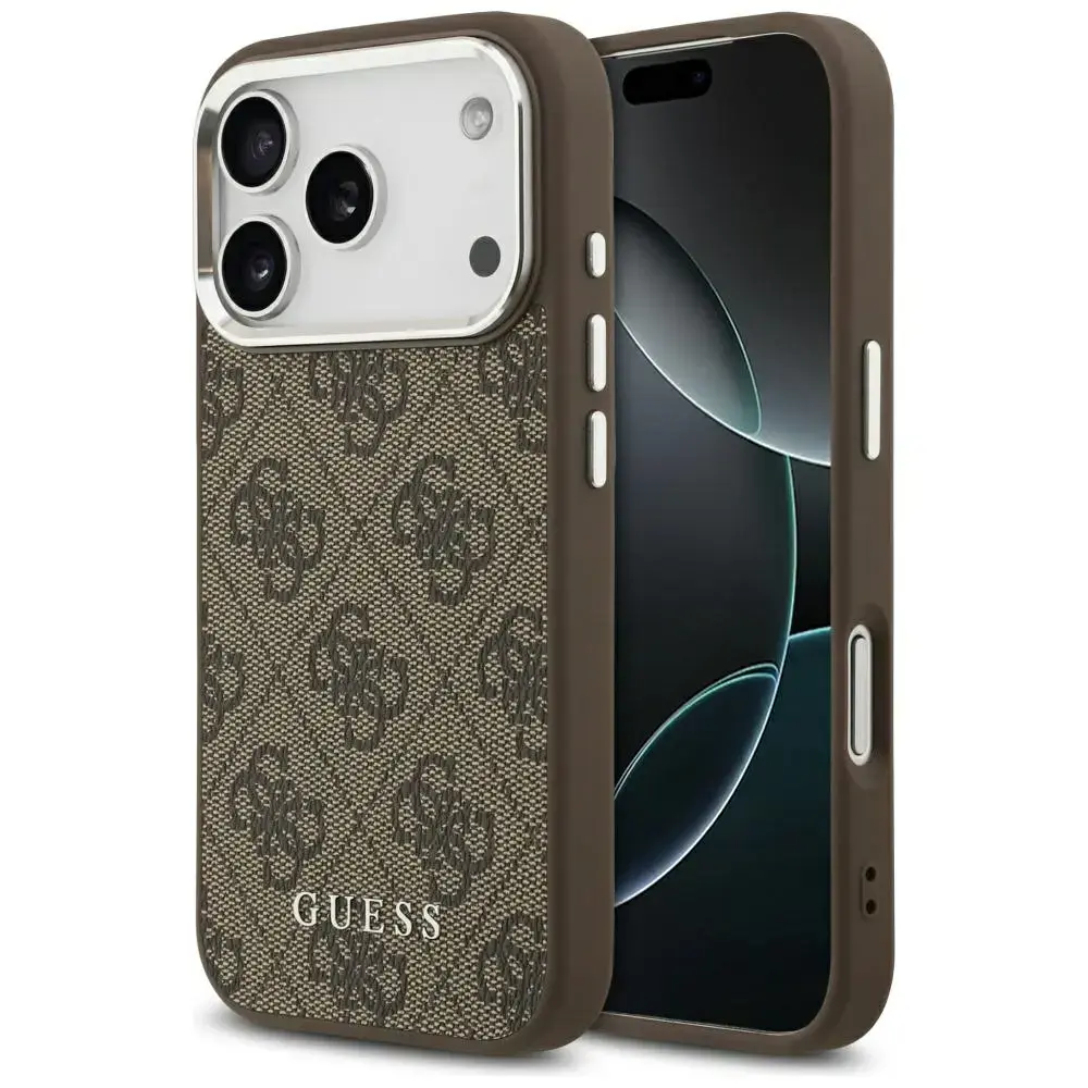 Guess 4G Classic Logo maciņš ar MagSafe atbalstu telefonam iPhone 17 Pro brūns