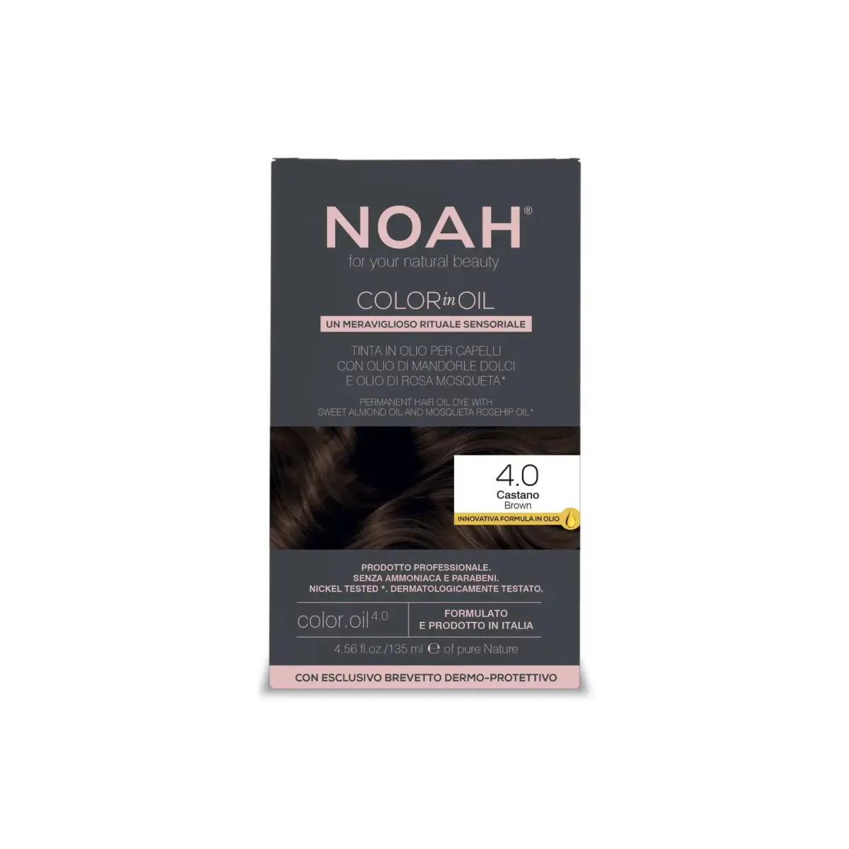 Noah, Color In Oil, Permanent Hair Colouring Oil, Grey Coverage & Long-Lasting Colour, 4.0 Brown, 135 ml