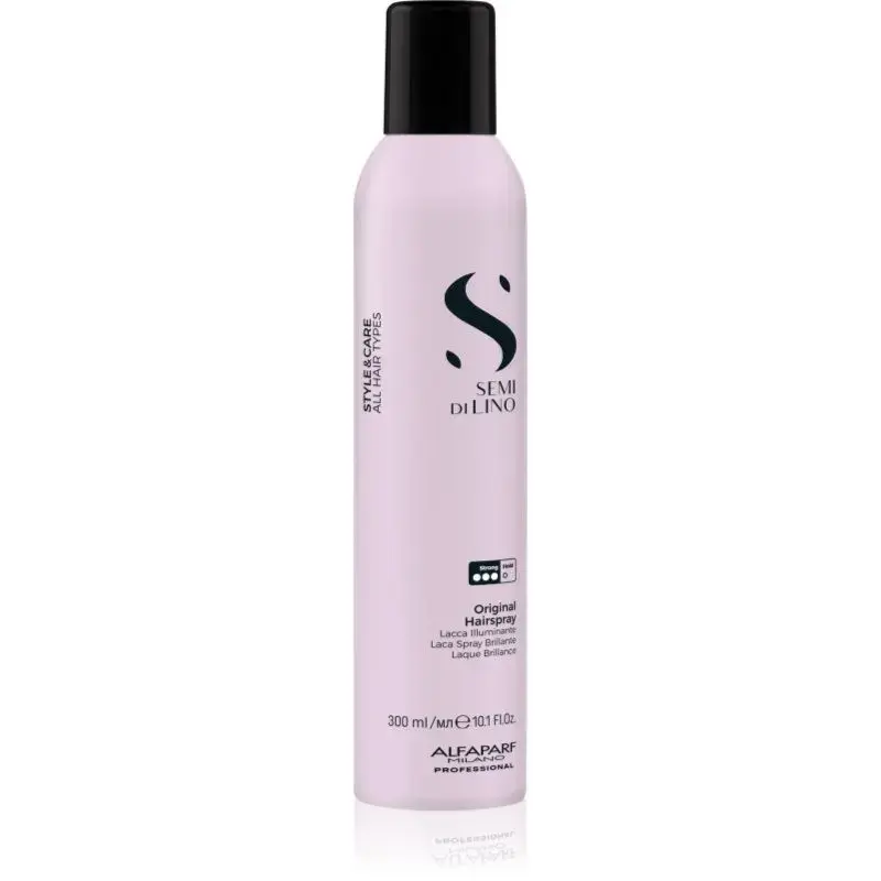 Alfaparf Milano Semi Di Lino Style&Care Original Hairspray Strong Hold Hairspray for Shine for All Hair Types 300 Ml