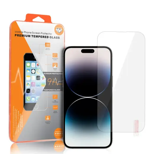 Grūdintas stiklas, oranžinis, skirtas telefonui „iPhone 16 Pro Max | 17 Pro Max“. 