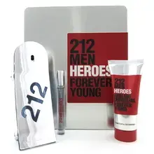 212 Men Heroes Gift Set EDT 90 ml, shower gel 100 ml, and mini EDT 10 ml.