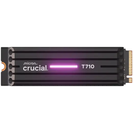 CRUCIAL T710 4TB PCIe Gen5 NVMe M.2 2280 SSD up to 14500 MB/s read and 13800 MB/s write, with heatsink