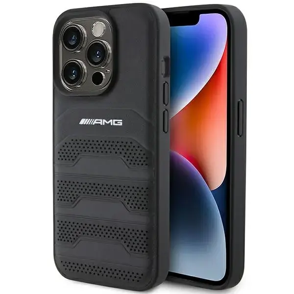 AMG AMHCP15XGSEBK iPhone 15 Pro Max 6.7" czarny|black hardcase Leather Debossed Lines