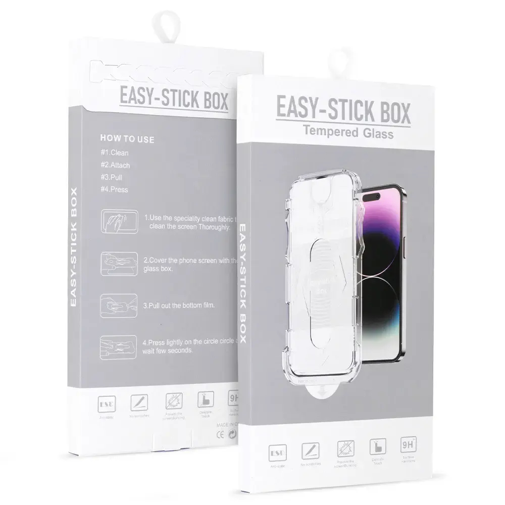 Tempered Glass Full Glue Easy-Stick Box for IPHONE 16 BLACK