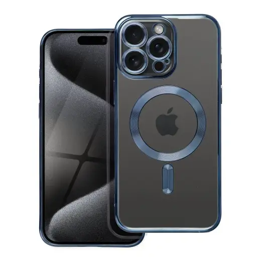 Case for iPhone 15 PRO MAX Electro Mag Cover compatible with MagSafe titanium blue