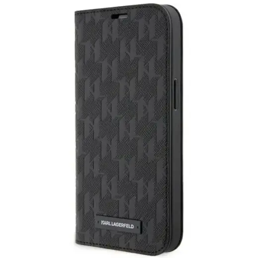 Karl Lagerfeld KLBKP14SSAKLHPK iPhone 14 6.1" bookcase czarny|black Saffiano Monogram
