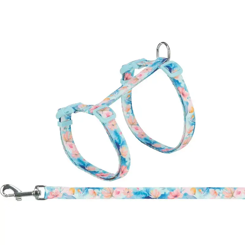 Krūšu siksna ar pavadu kaķiem - Trixie Cat harness with lead, flower power, 35–59 cm/13 mm