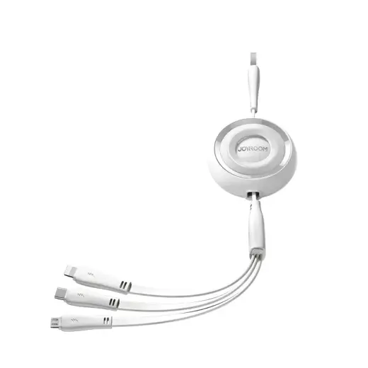 Joyroom S-A40 3-in-1 datu pārraides un uzlādes vads | USB-A uz USB-C, Lightning, Micro USB | 17.5W | 1m | balts