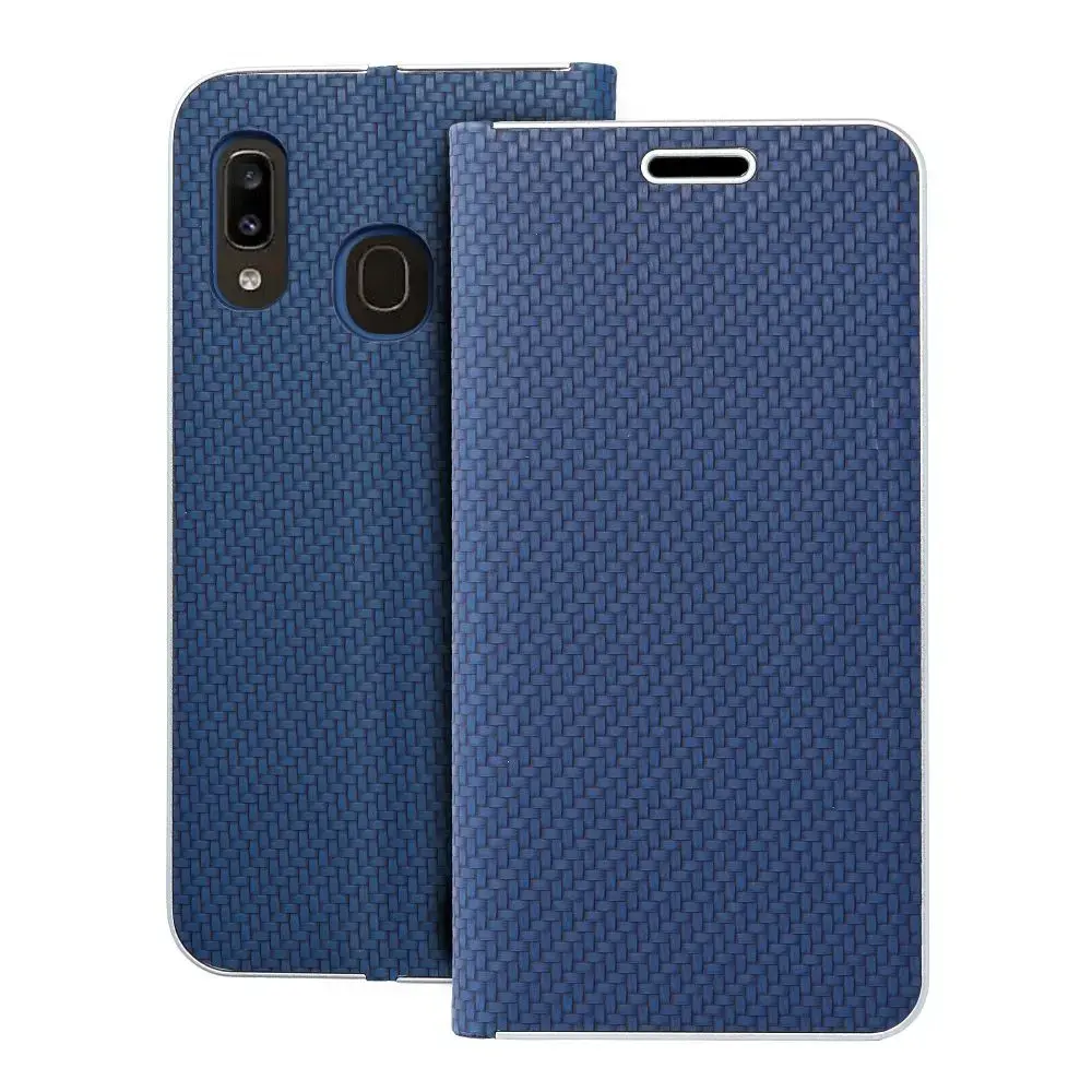 LUNA Book Carbon grāmatveida maciņš telefonam Samsung Galaxy A20e (A202) zils