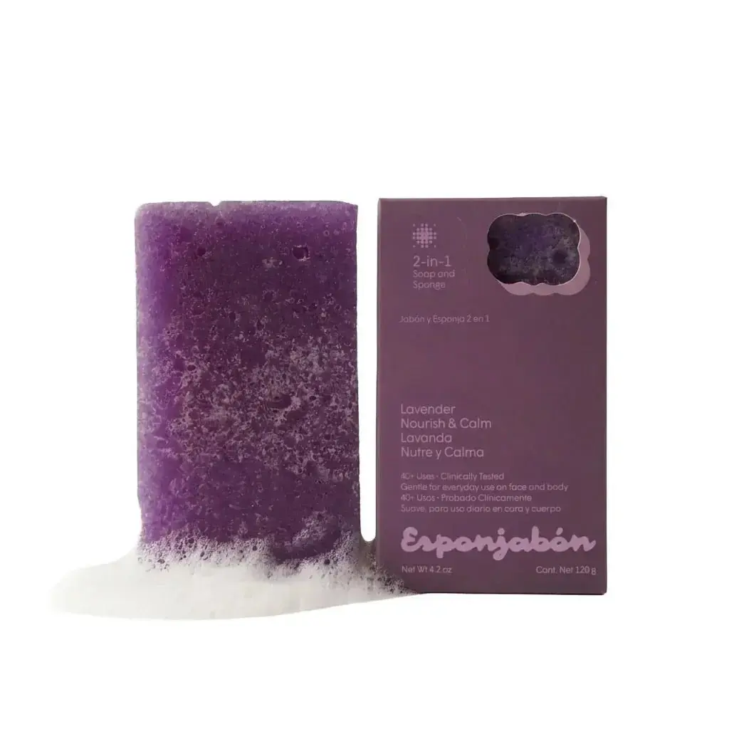Esponjabon, Lavander, Nourishing, Soap & Sponge 2-In-1, For Face & Body, 120 g