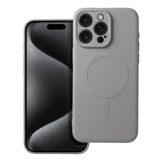 SILICONE MAG COVER maciņš ar MagSafe atbalstu telefonam iPhone 15 Pro Max pelēks