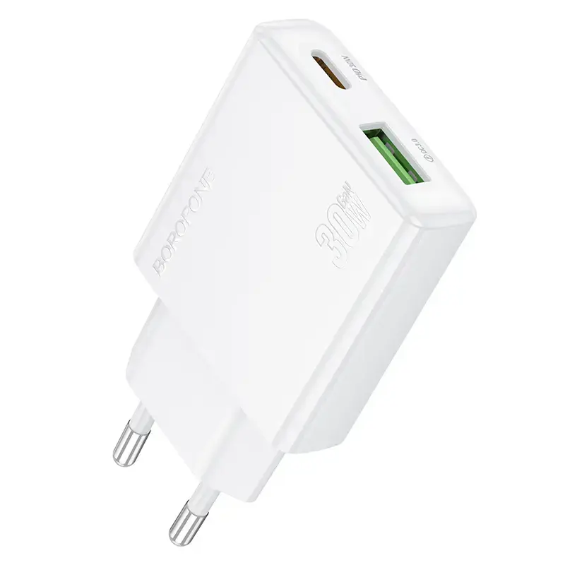 Borofone BN25 travel charger | 30W | PD, QC3.0 | USB-A, USB-C | white