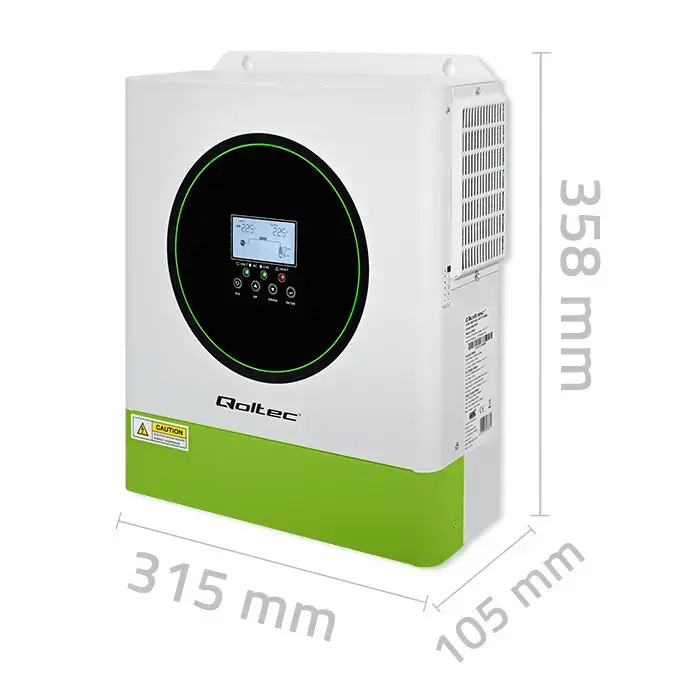 Qoltec Hybrid Solar Inverter Off-Grid 3500W | 100A | 24V| MPPT | BMS |  AGM GEL LiFePO4 | Wi-Fi option | Sinus | Power factor 1.0