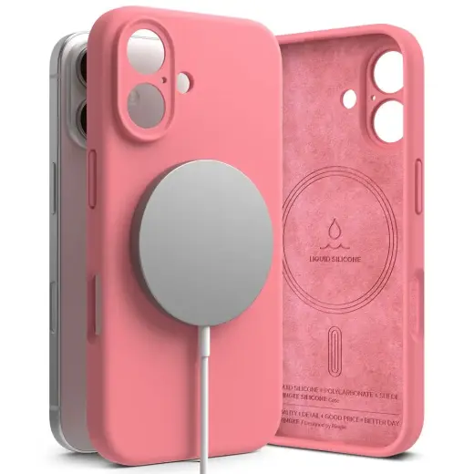 RINGKE СИЛИКОНОВЫЙ МАГНИТНЫЙ MAGSAFE IPHONE 16 РОЗОВЫЙ