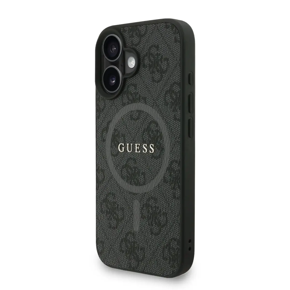Guess PU Leather 4G Colored Ring Strap MagSafe Case for iPhone 16 Black