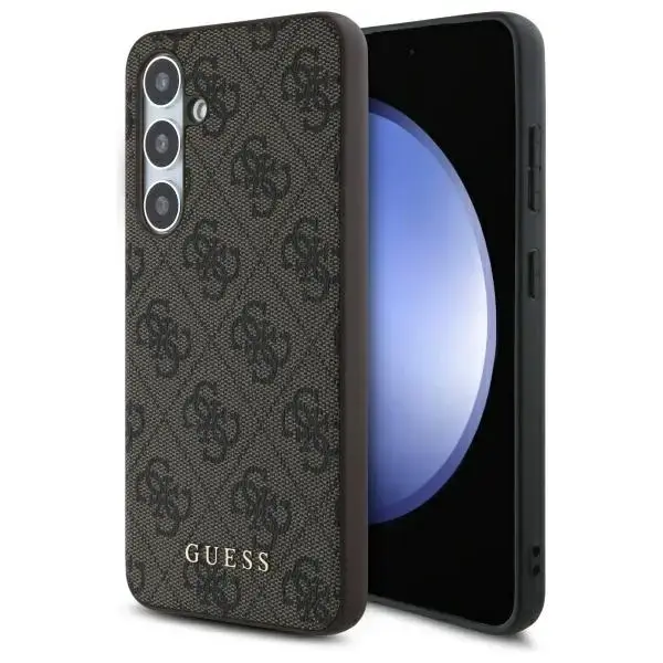 Guess GUHCS24FEG4GFBR S24 FE S721         brązowy|brown hardcase 4G Metal Gold Logo