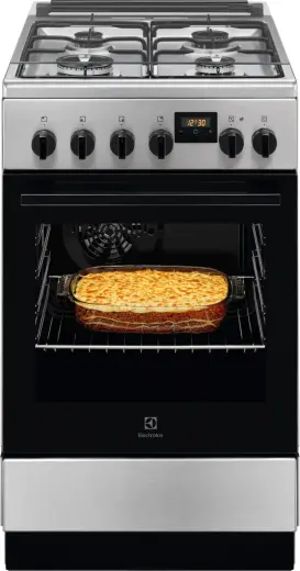 Electrolux gāzes plīts ar elektrisko cepeškrāsni, nerūsējoša tērauda, 50cm