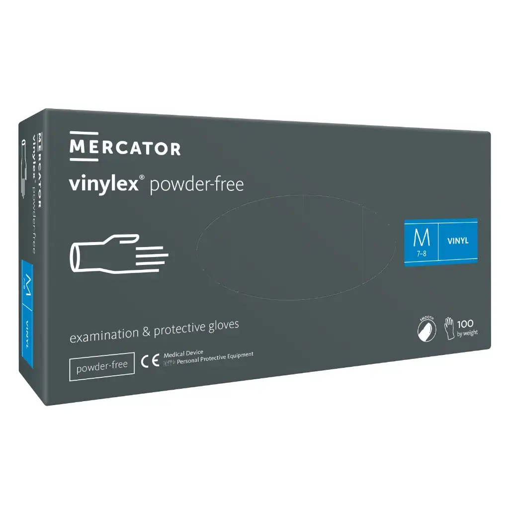 Mercator Vinyl gloves VINYLEX, powder-free, transparent, size M, 100pcs