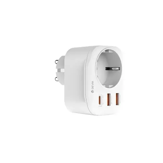 Devia power socket tīkla lādētājs | 20W | PD | USB-C, USB-A | balts