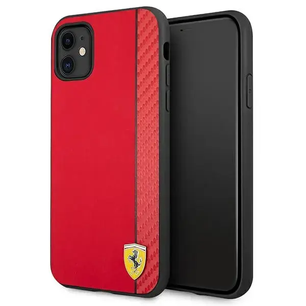 Ferrari FESAXHCN61RE iPhone 11 6,1" | Xr czerwony|red hardcase On Track Carbon Stripe