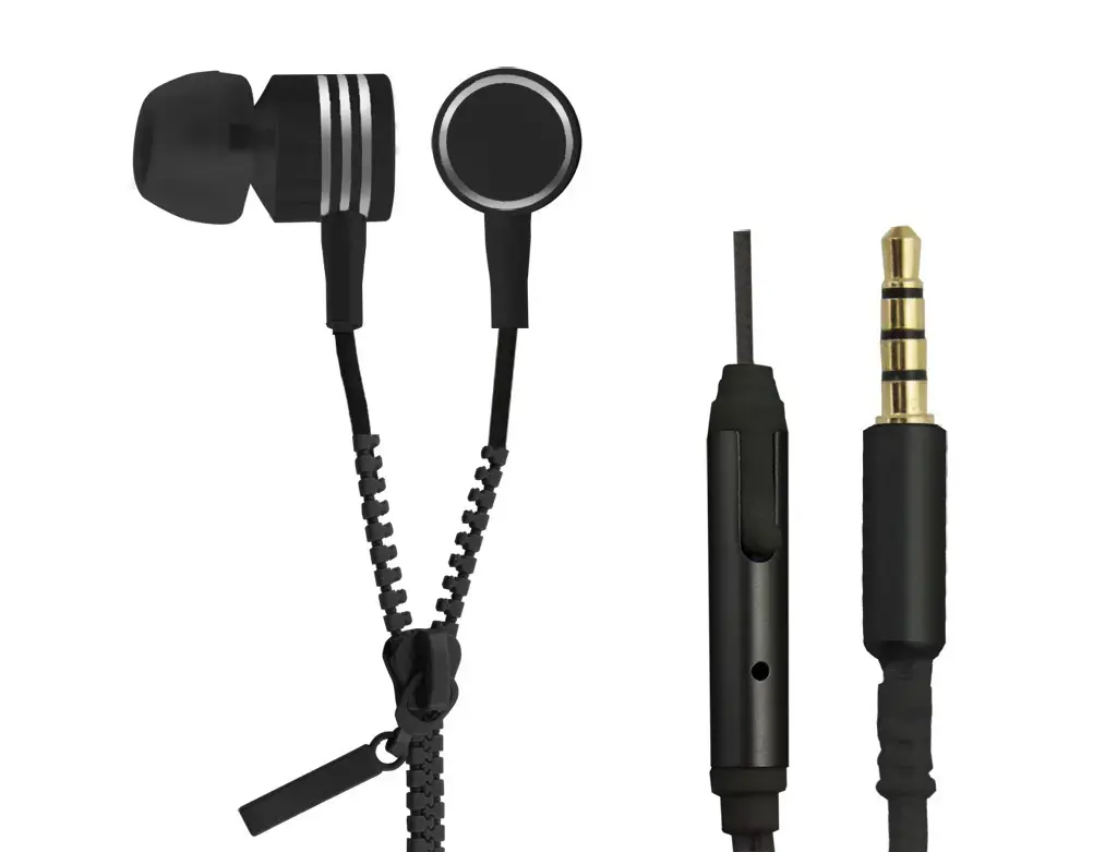 Earphones ZIPPER with microphone black